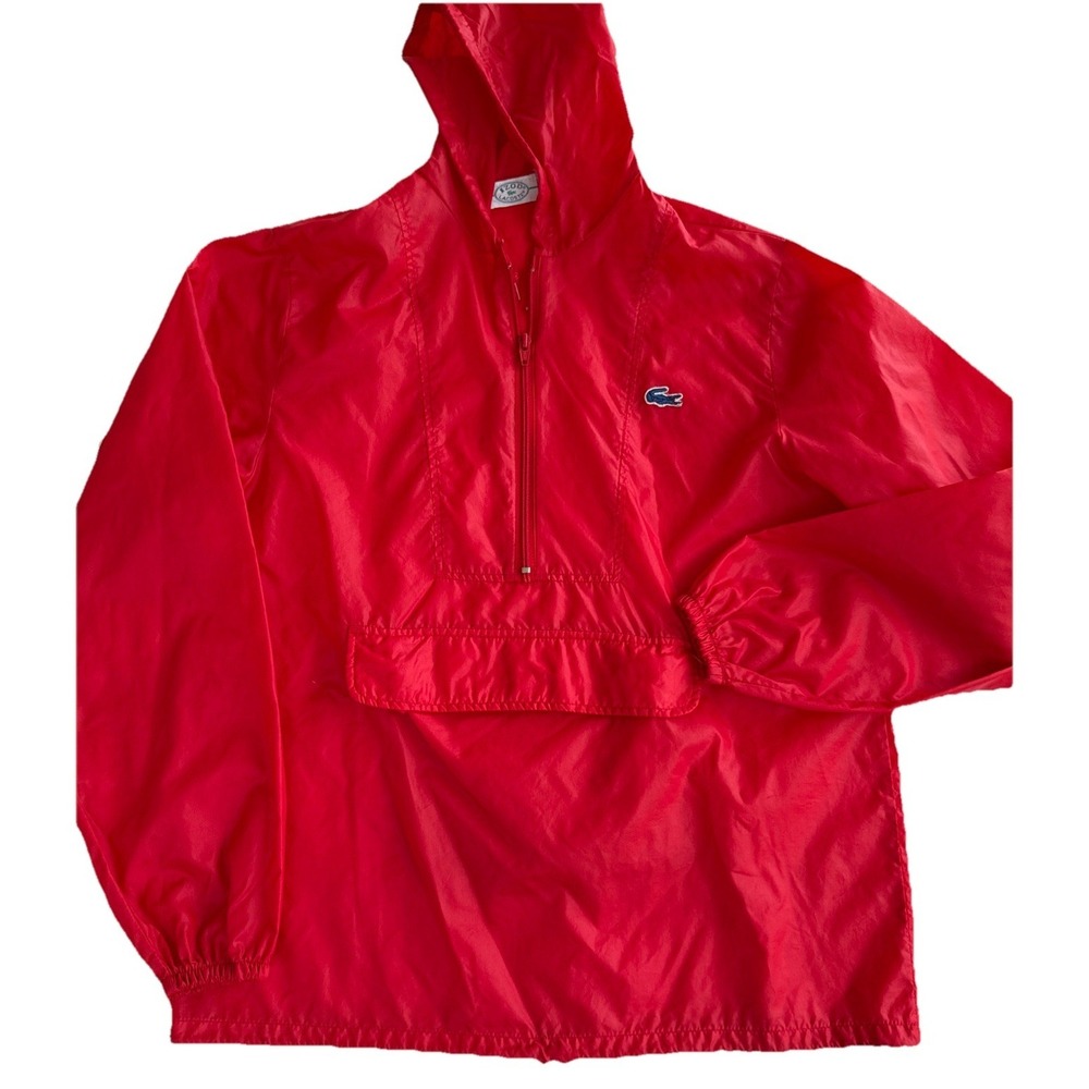 Vintage‎ Youth Lacoste Izod Jacket XL Red  Windbreaker Pullover Kangaroo Pocket